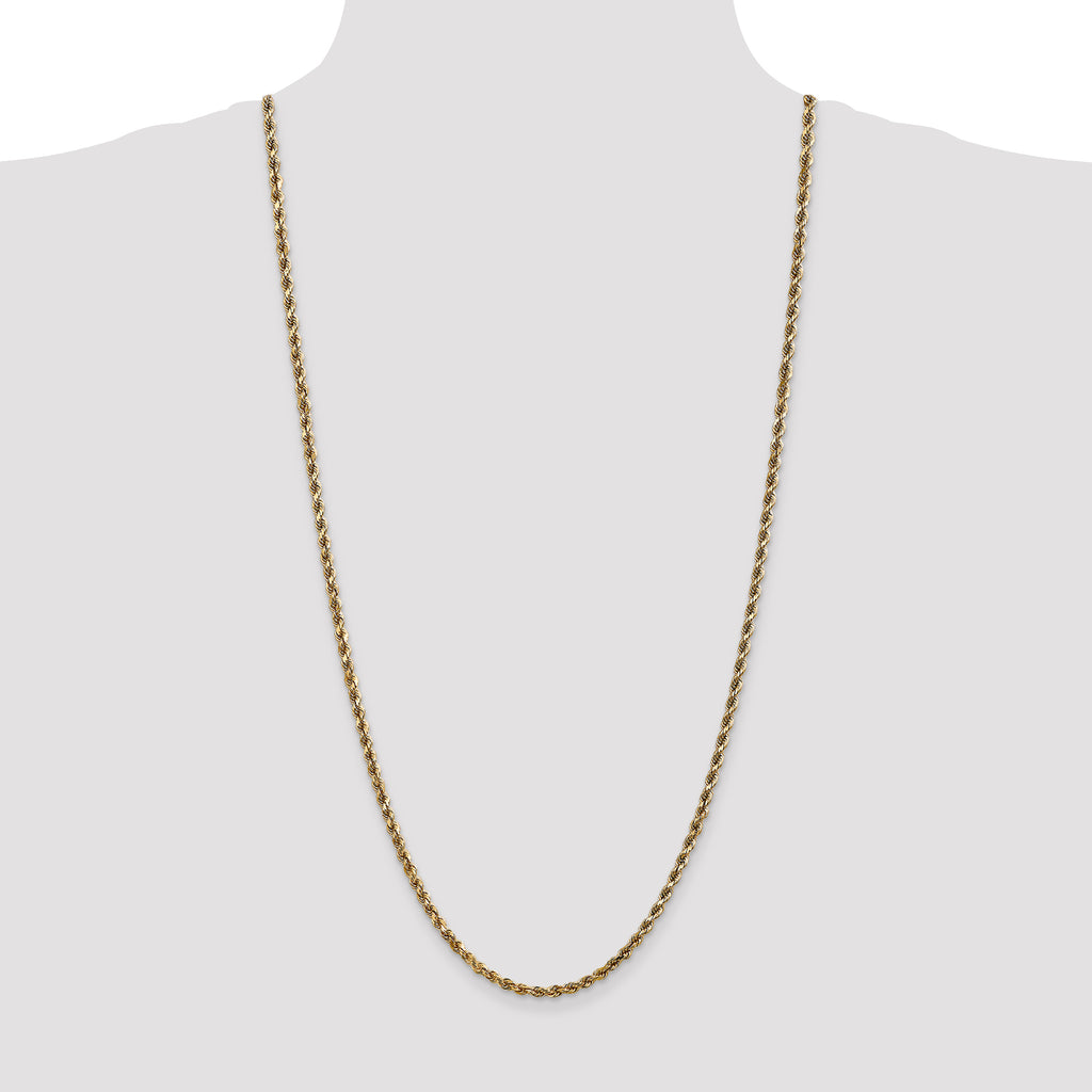 14K 30 inch 3.5mm Diamond-cut Rope with Lobster Clasp Chain