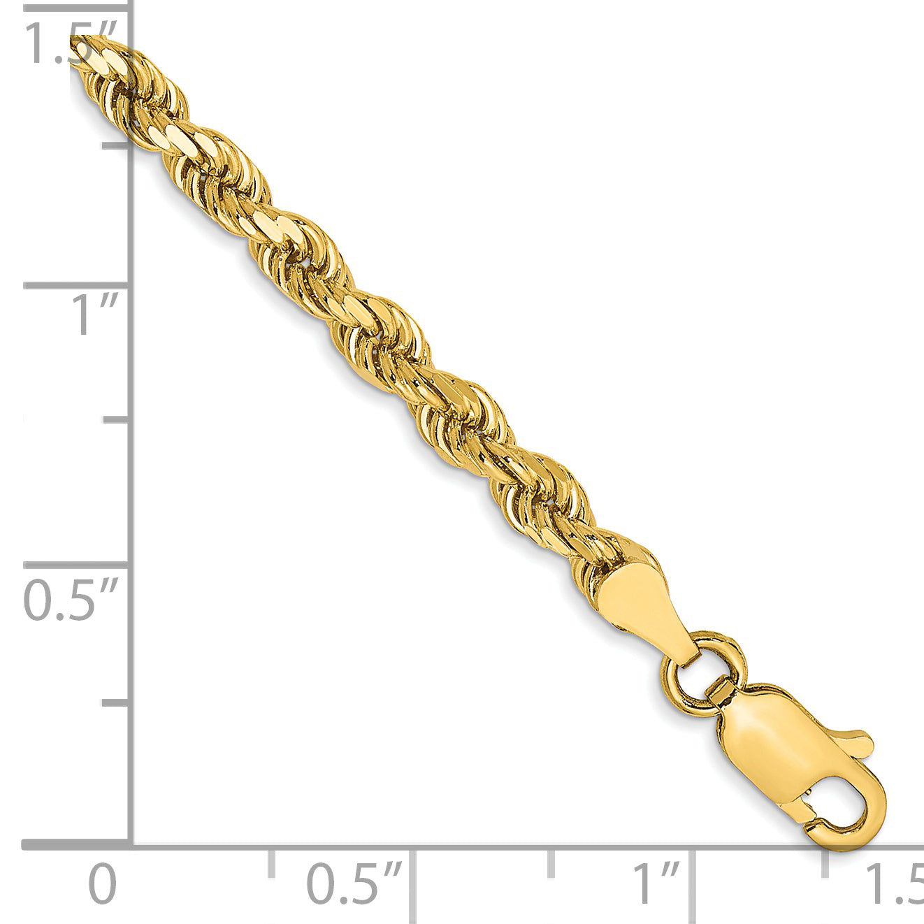 14K 8 inch 3.5mm Diamond-cut Rope with Lobster Clasp Chain
