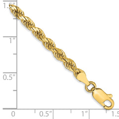 14K 8 inch 3.5mm Diamond-cut Rope with Lobster Clasp Chain