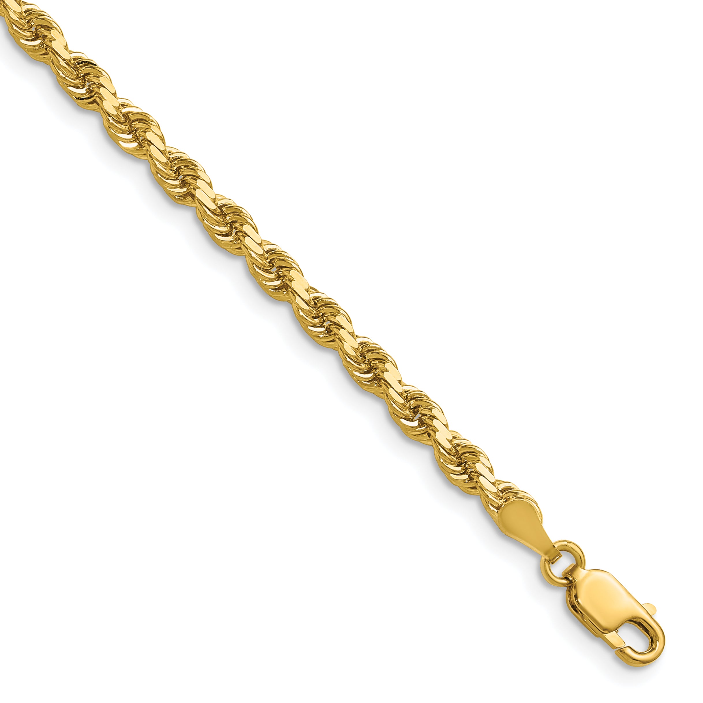 14K 30 inch 3.5mm Diamond-cut Rope with Lobster Clasp Chain