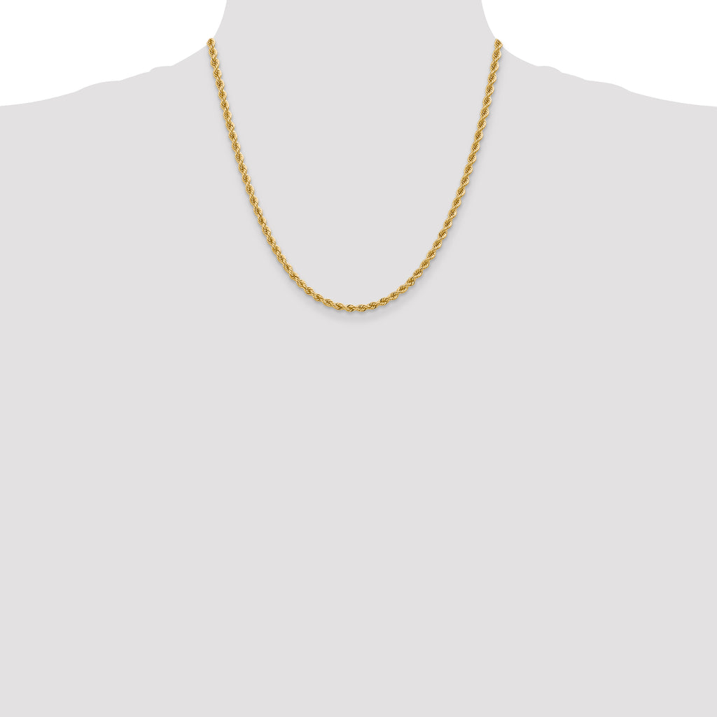 14K 20 inch 3.65mm Regular Rope with Lobster Clasp Chain