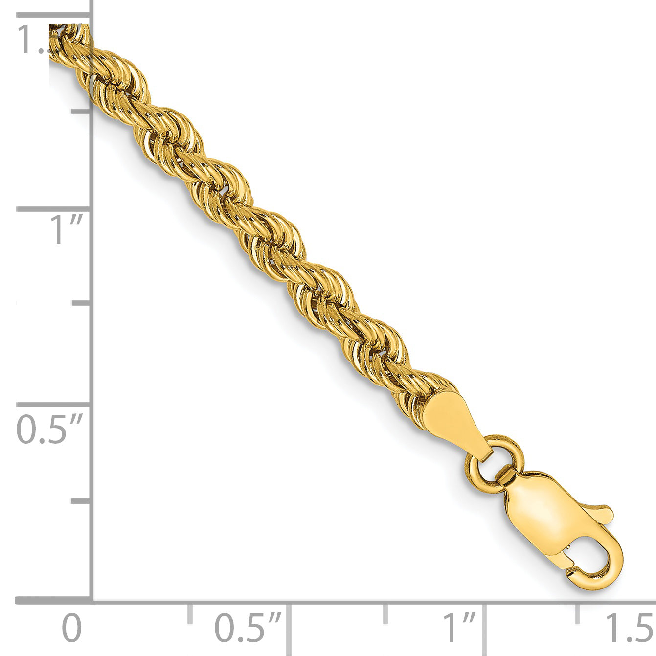 14K 7 inch 3.65mm Regular Rope with Lobster Clasp Chain Secondary image