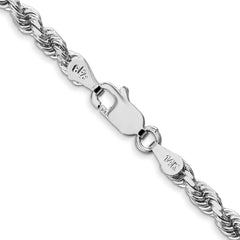 14K White Gold 30 inch 3.5mm Diamond-cut Rope with Lobster Clasp Chain