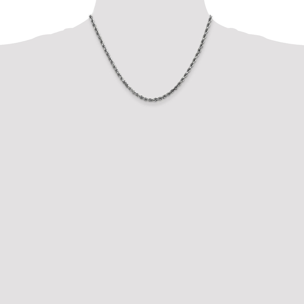 10K White Gold 3.5mm Rope Chain - view 4