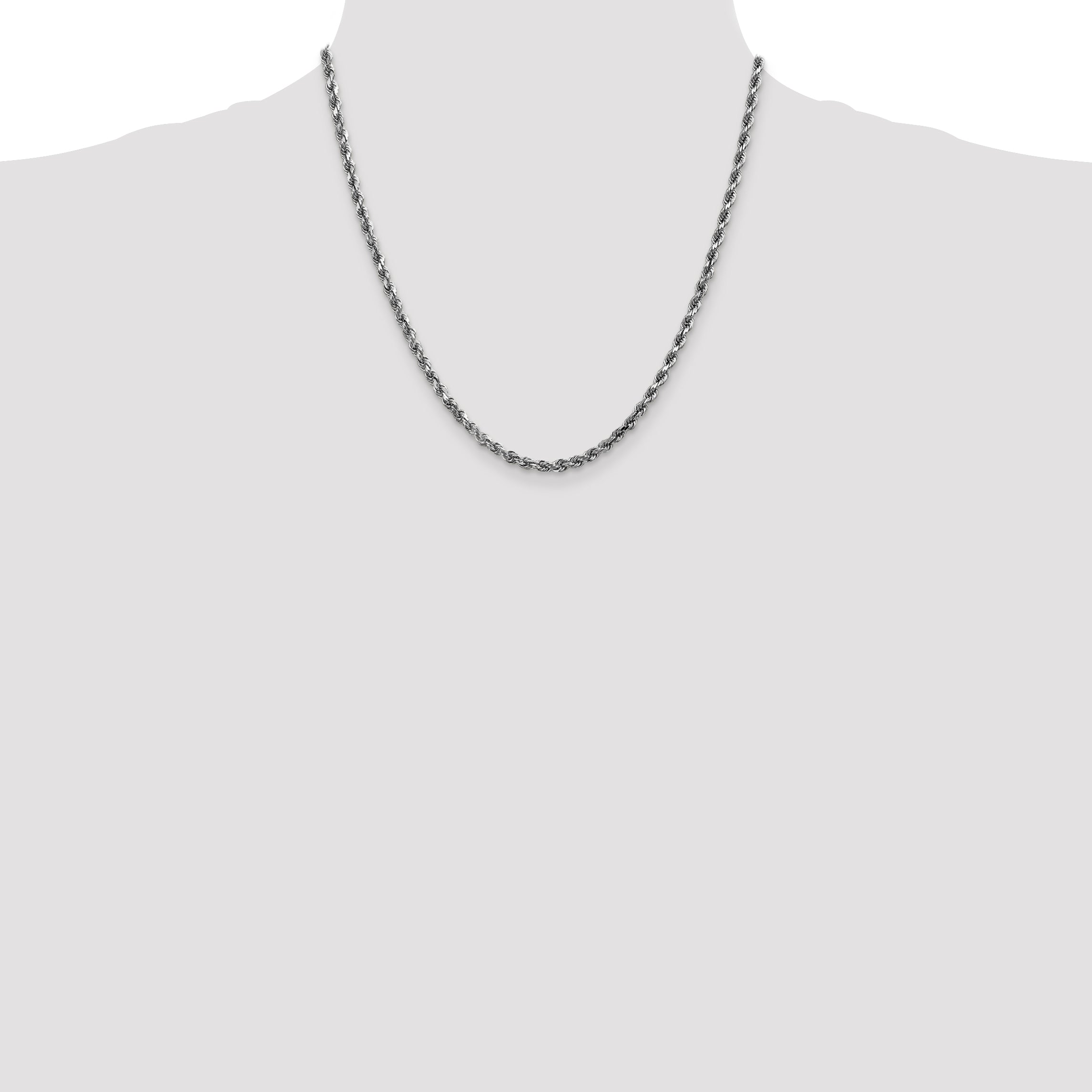 10K White Gold 3.5mm Rope Chain - view 4
