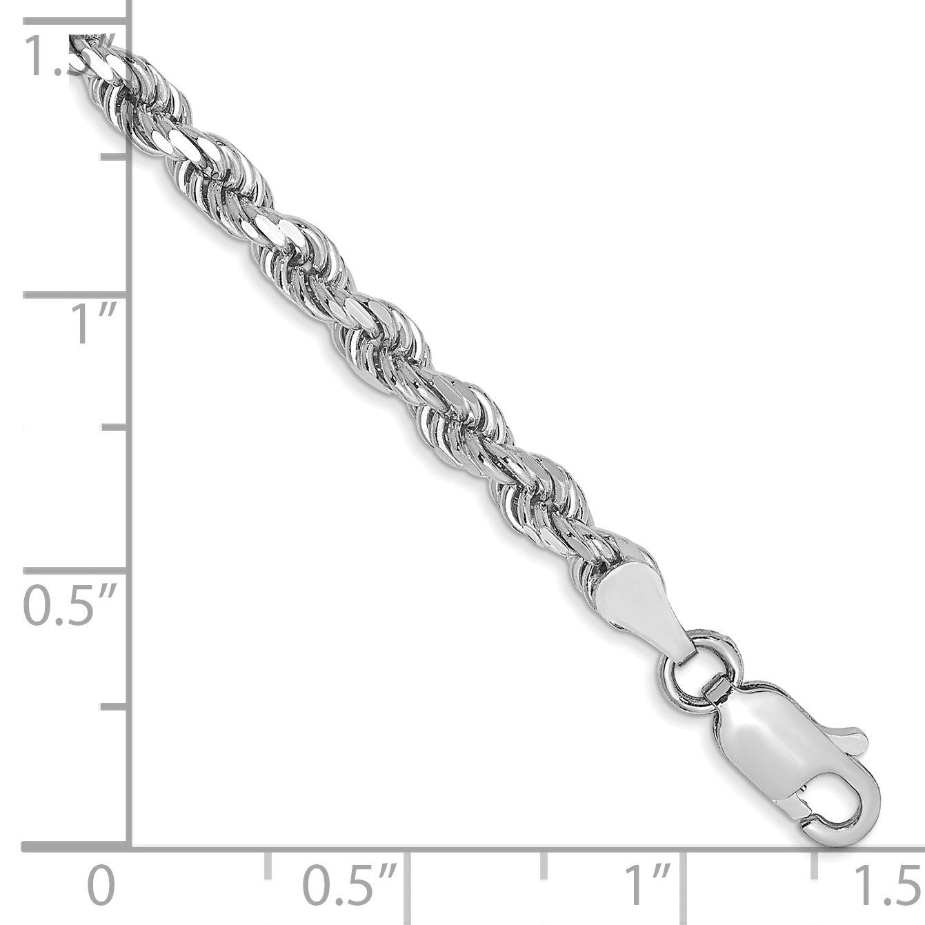 10k White Gold 3.5mm Diamond-cut Rope Chain