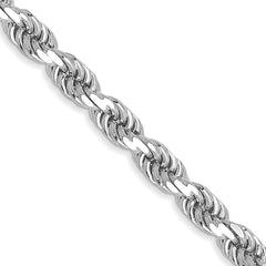 14K White Gold 30 inch 3.5mm Diamond-cut Rope with Lobster Clasp Chain