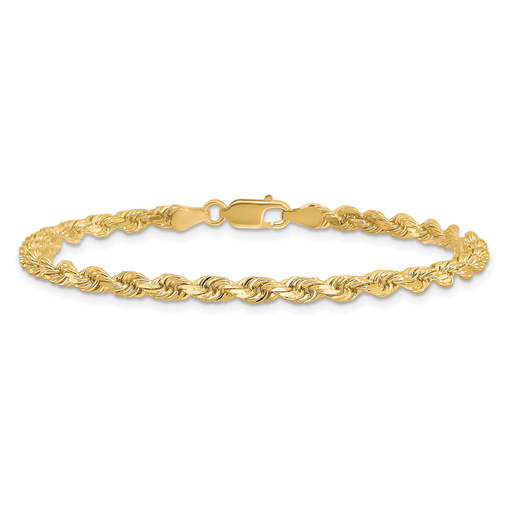 14K 9 inch 3.5mm Diamond-cut Rope with Lobster Clasp Chain