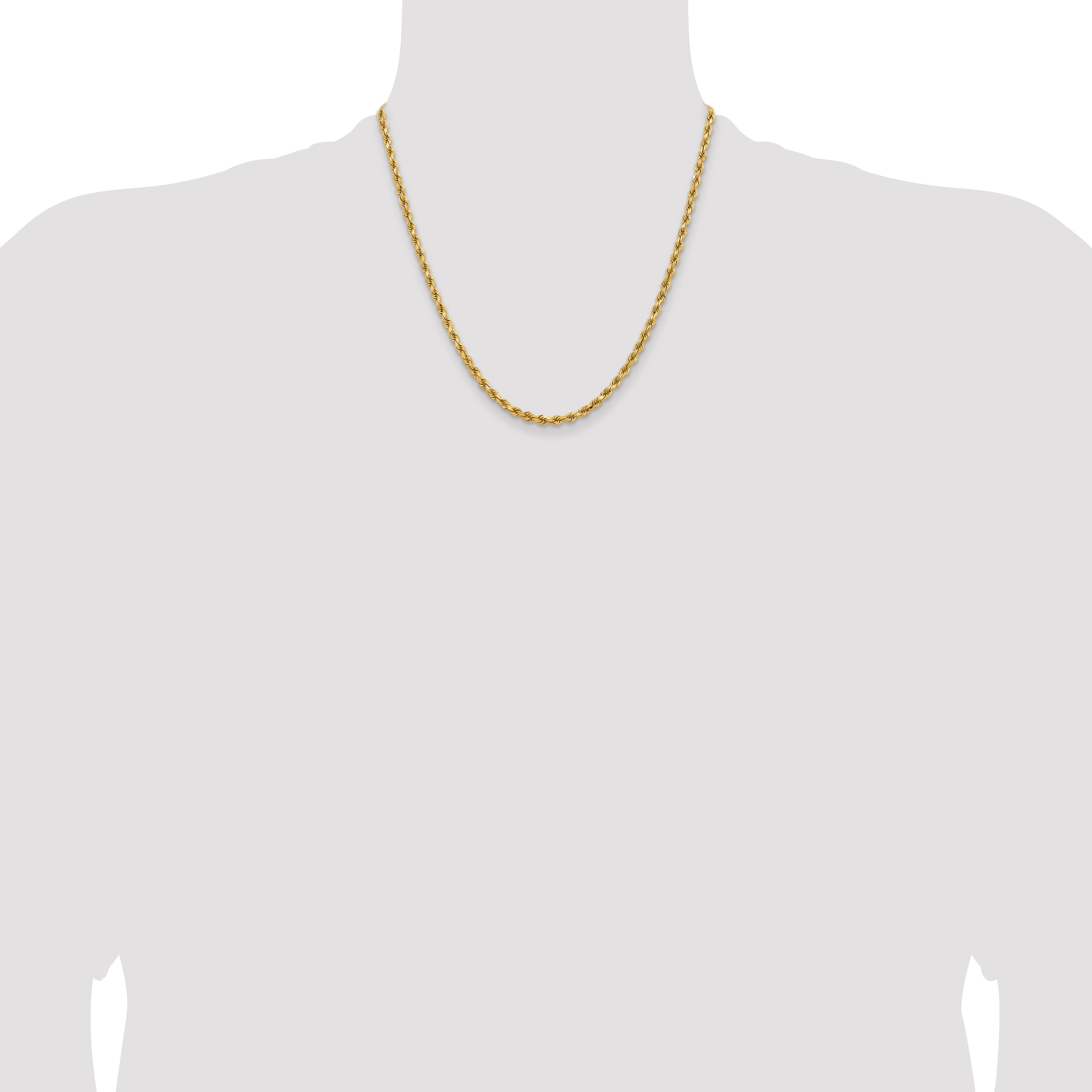 14K 20 inch 3.75mm Diamond-cut Rope with Lobster Clasp Chain