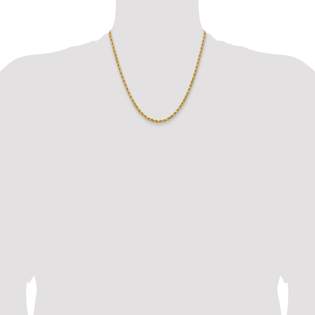 14K 20 inch 3.75mm Diamond-cut Rope with Lobster Clasp Chain