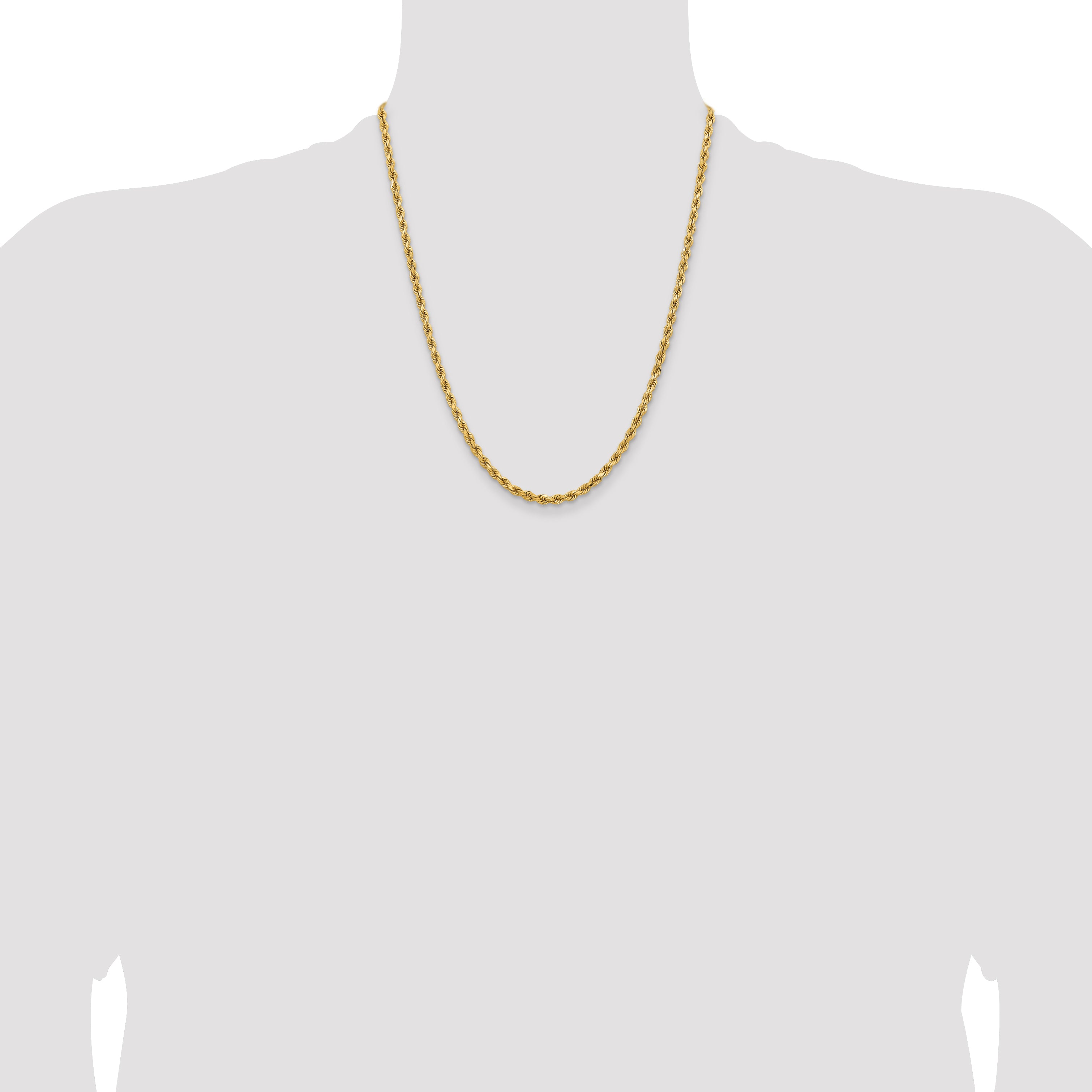 14K 22 inch 3.75mm Diamond-cut Rope with Lobster Clasp Chain