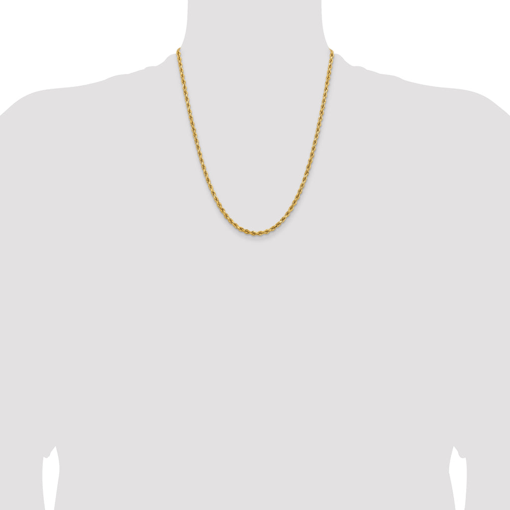 14K 22 inch 3.75mm Diamond-cut Rope with Lobster Clasp Chain