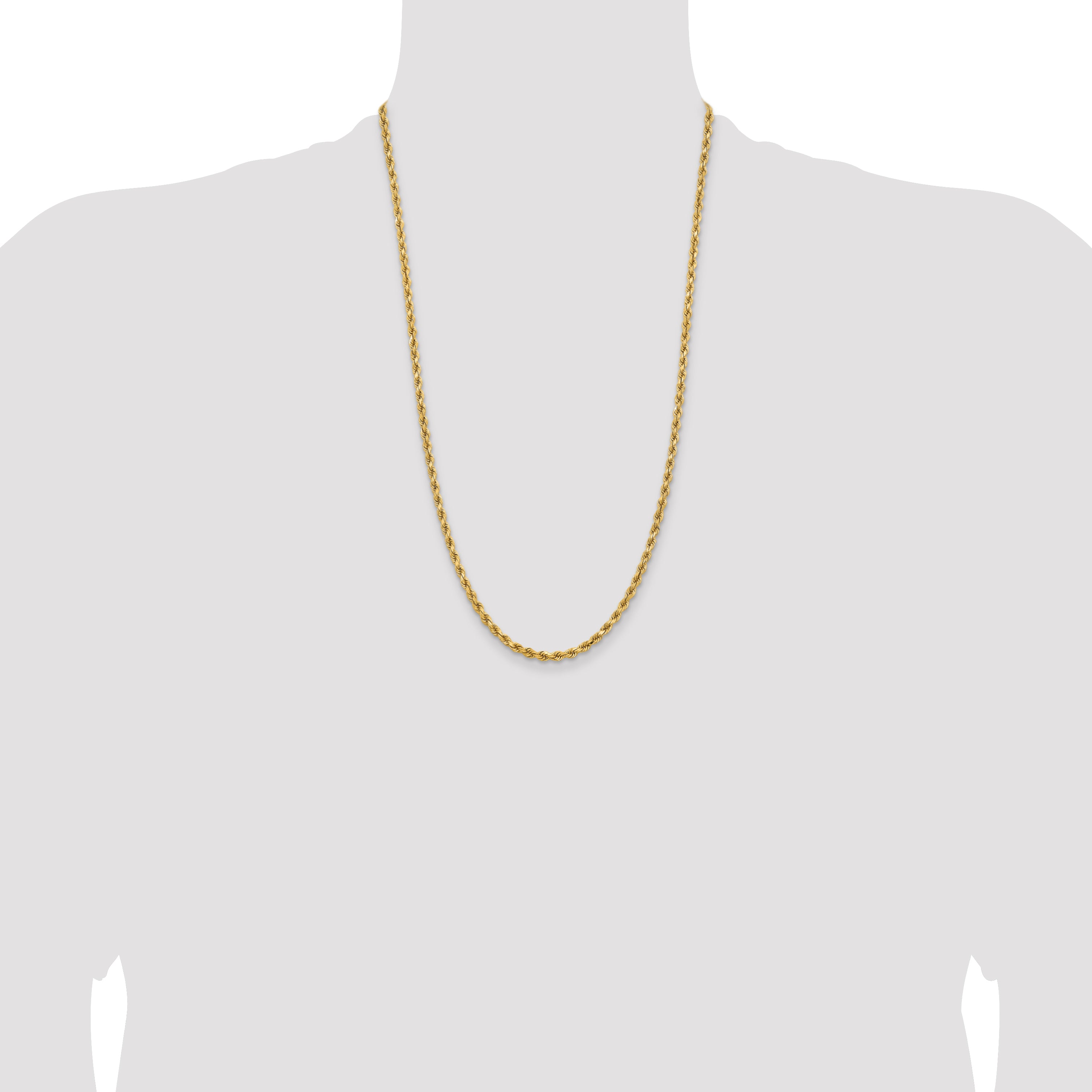 14K 26 inch 3.75mm Diamond-cut Rope with Lobster Clasp Chain