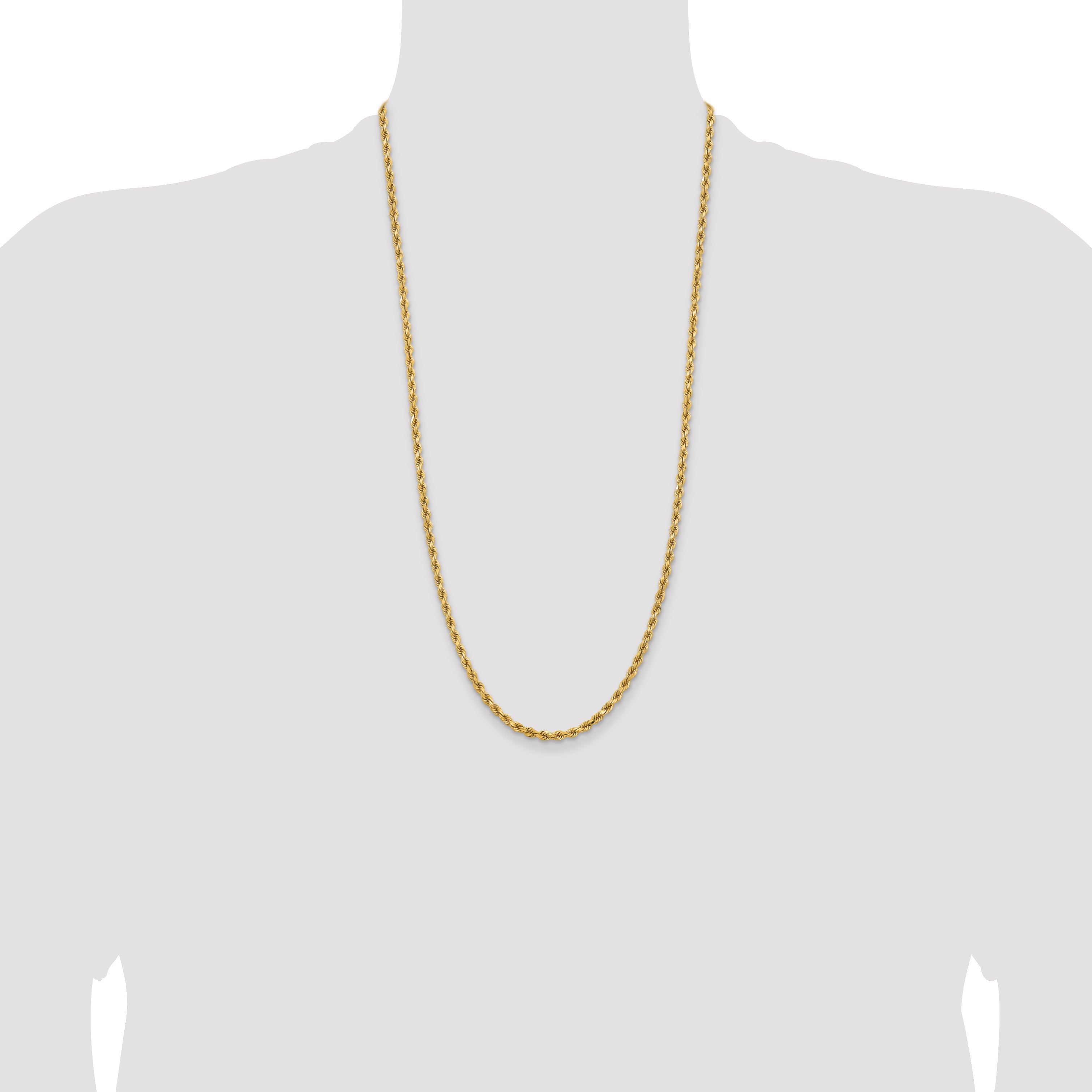 14K 28 inch 3.75mm Diamond-cut Rope with Lobster Clasp Chain