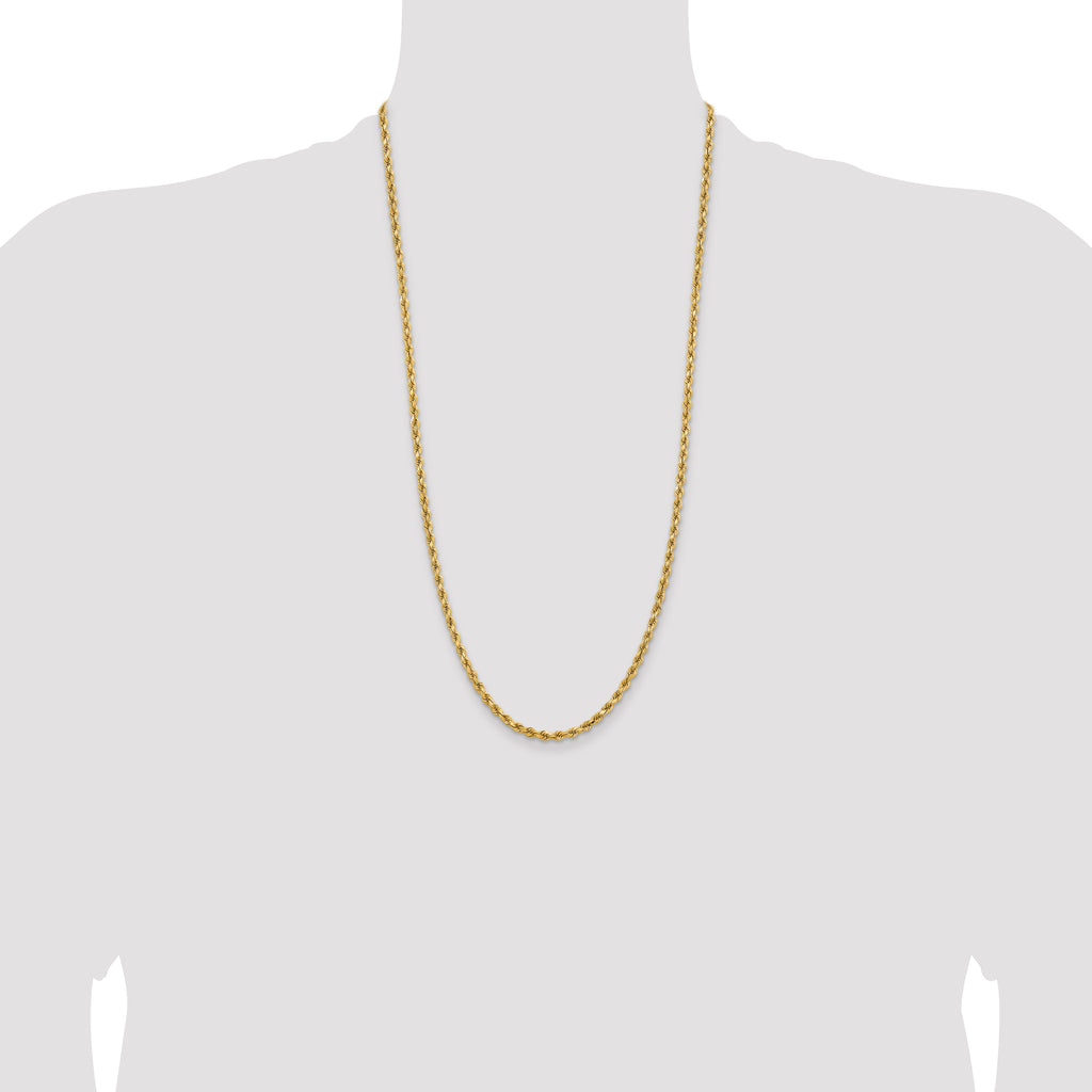 14K 28 inch 3.75mm Diamond-cut Rope with Lobster Clasp Chain
