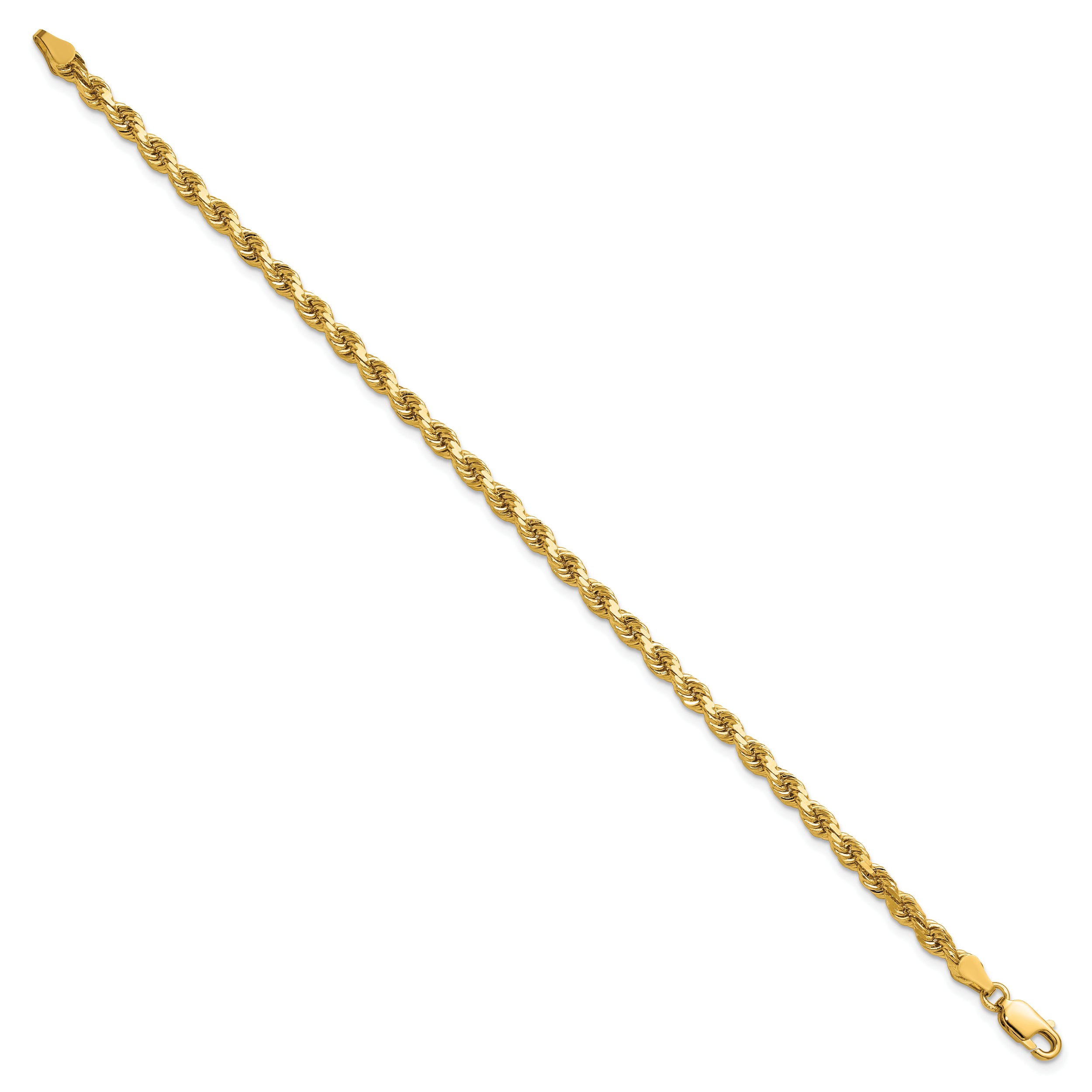 14K 9 inch 3.75mm Diamond-cut Rope with Lobster Clasp Chain