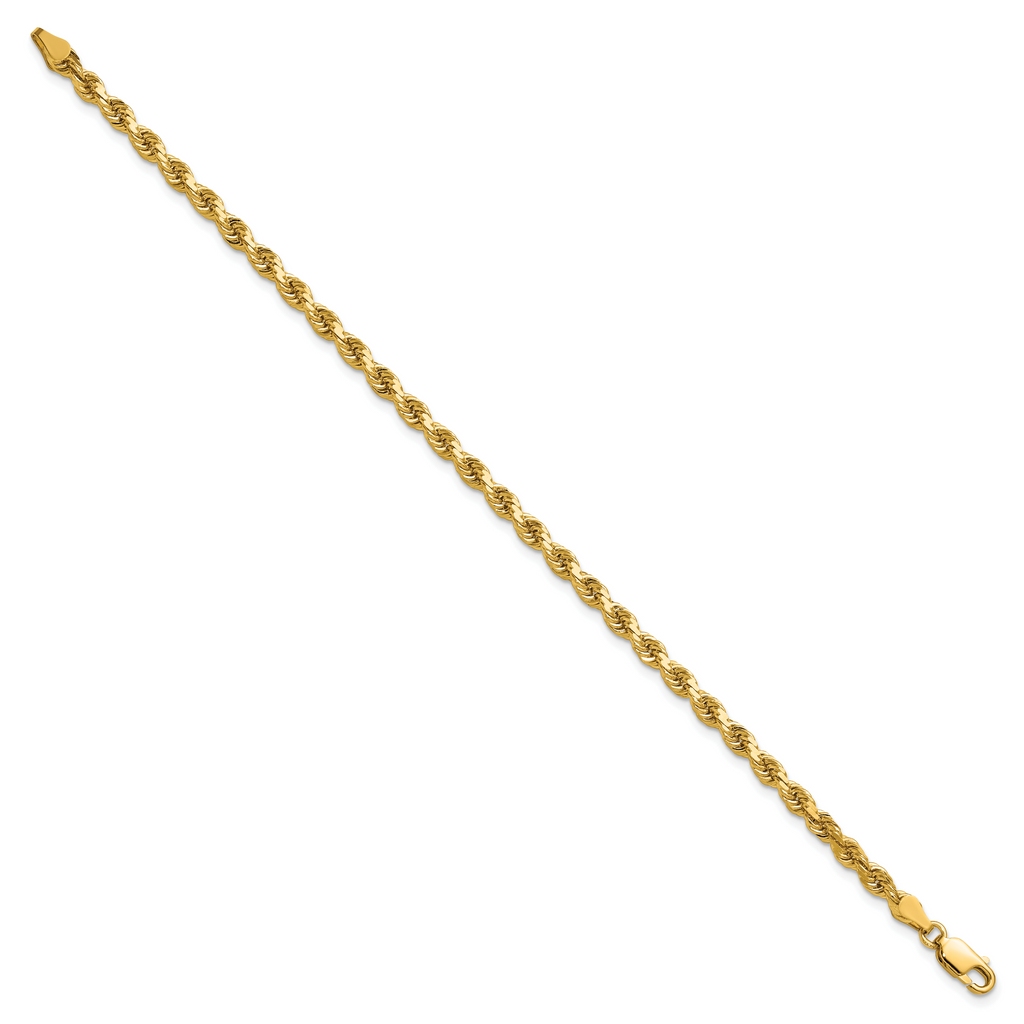 14K 9 inch 3.75mm Diamond-cut Rope with Lobster Clasp Chain