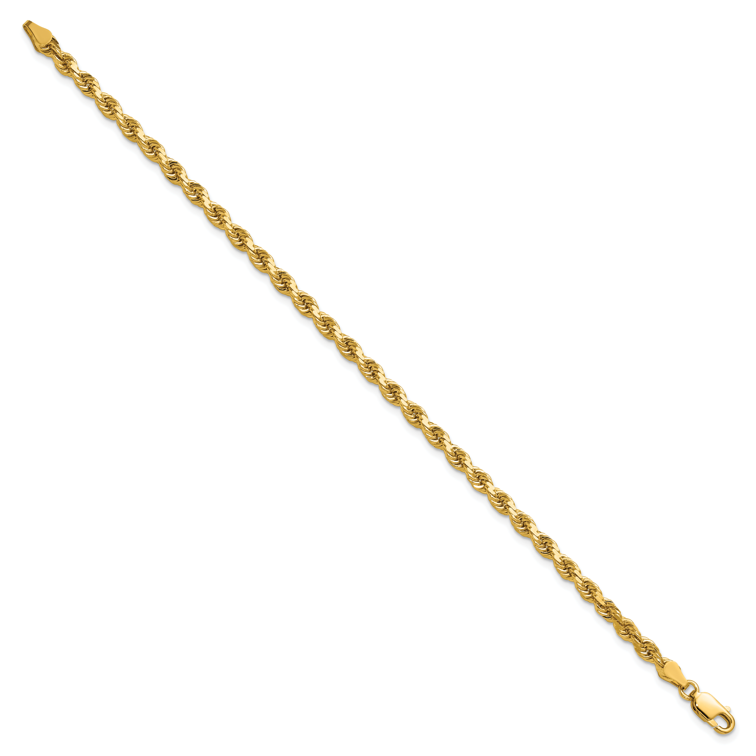 14K 9 inch 3.75mm Diamond-cut Rope with Lobster Clasp Chain