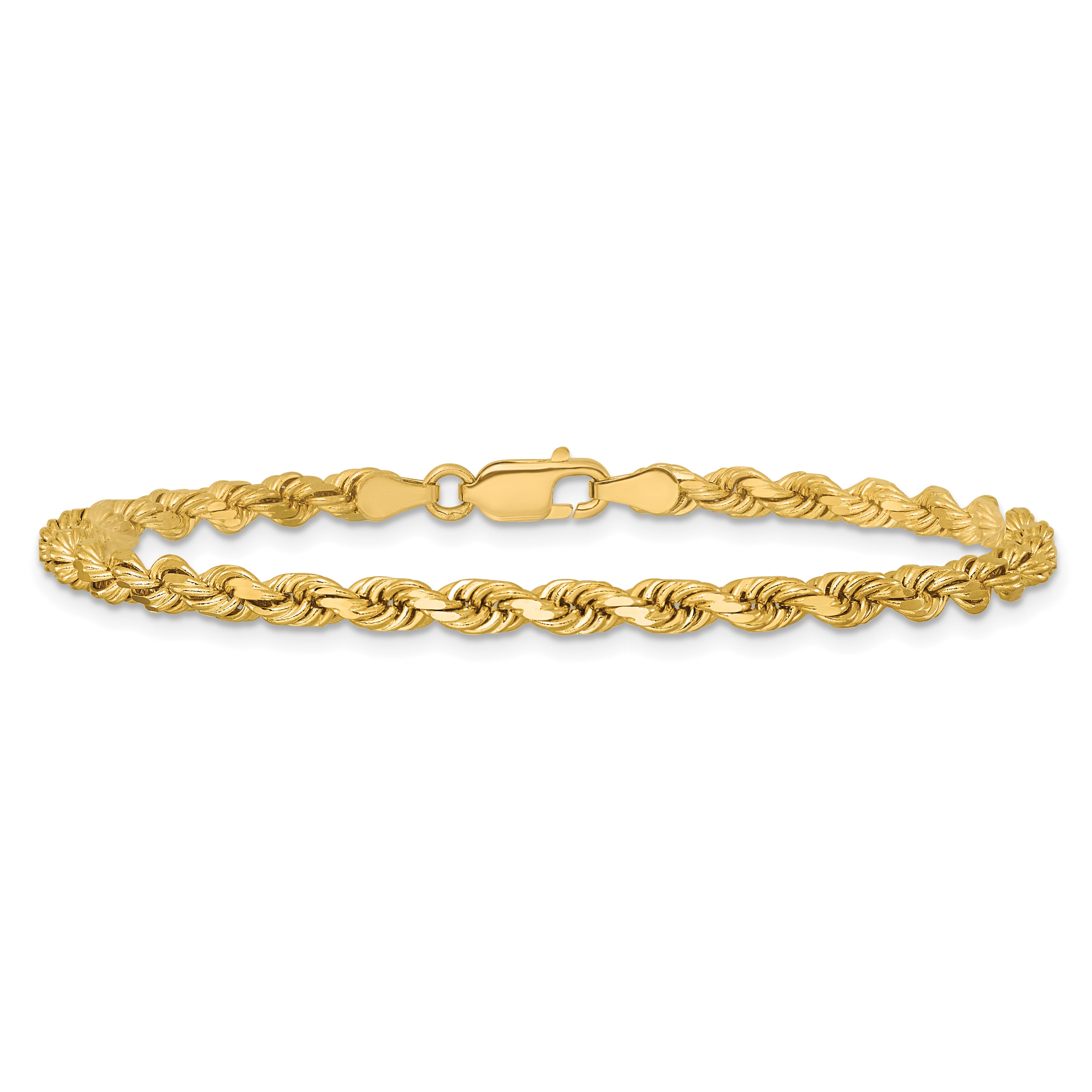 14K 9 inch 3.75mm Diamond-cut Rope with Lobster Clasp Chain