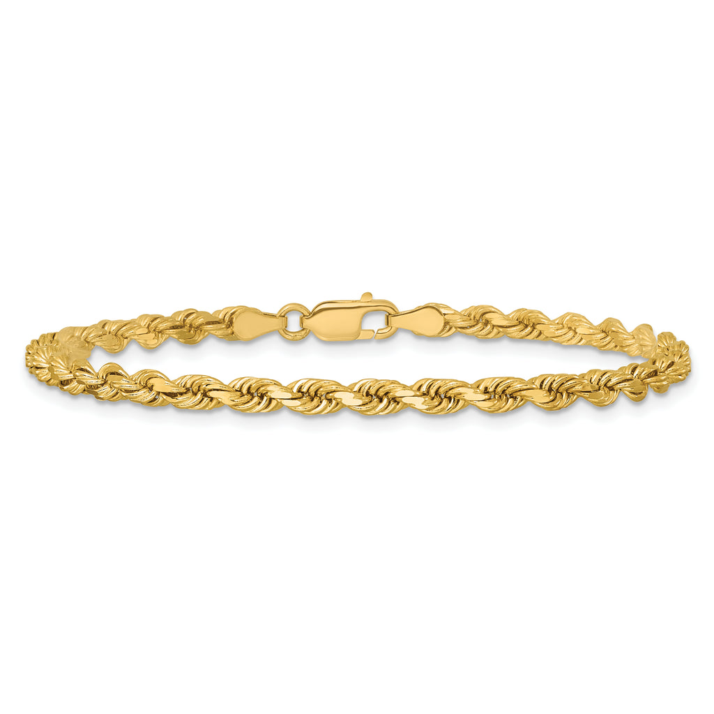 14K 9 inch 3.75mm Diamond-cut Rope with Lobster Clasp Chain