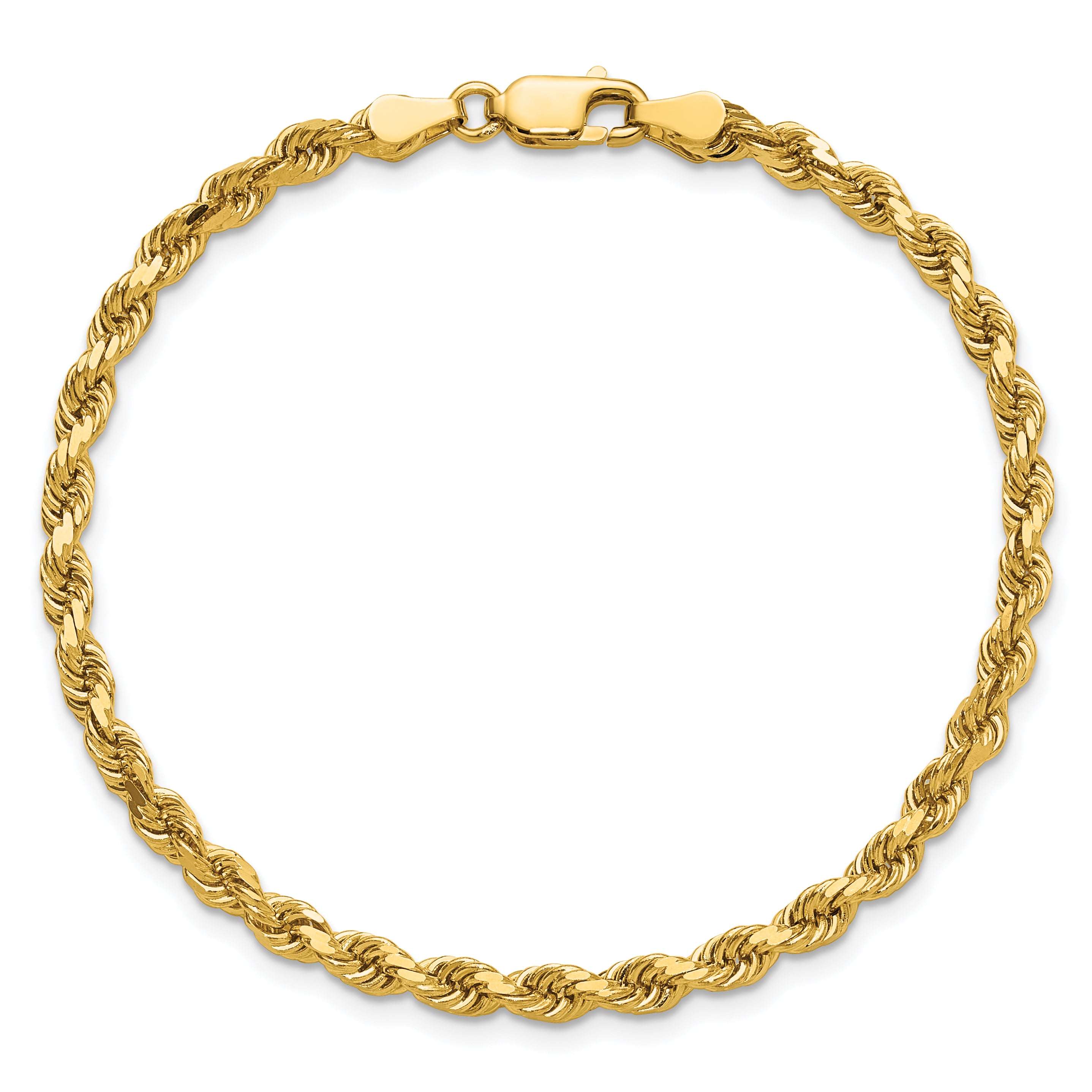 14K 9 inch 3.75mm Diamond-cut Rope with Lobster Clasp Chain