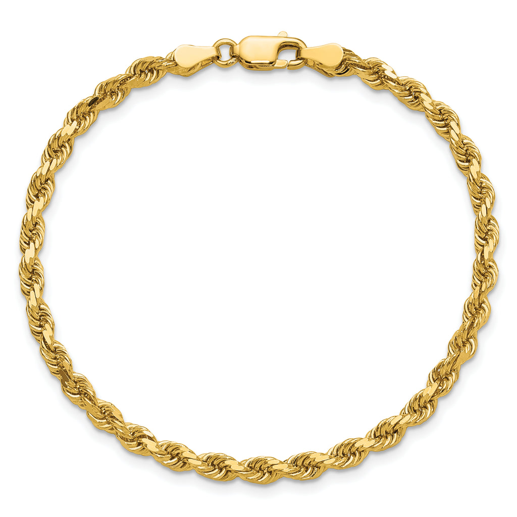 14K 9 inch 3.75mm Diamond-cut Rope with Lobster Clasp Chain