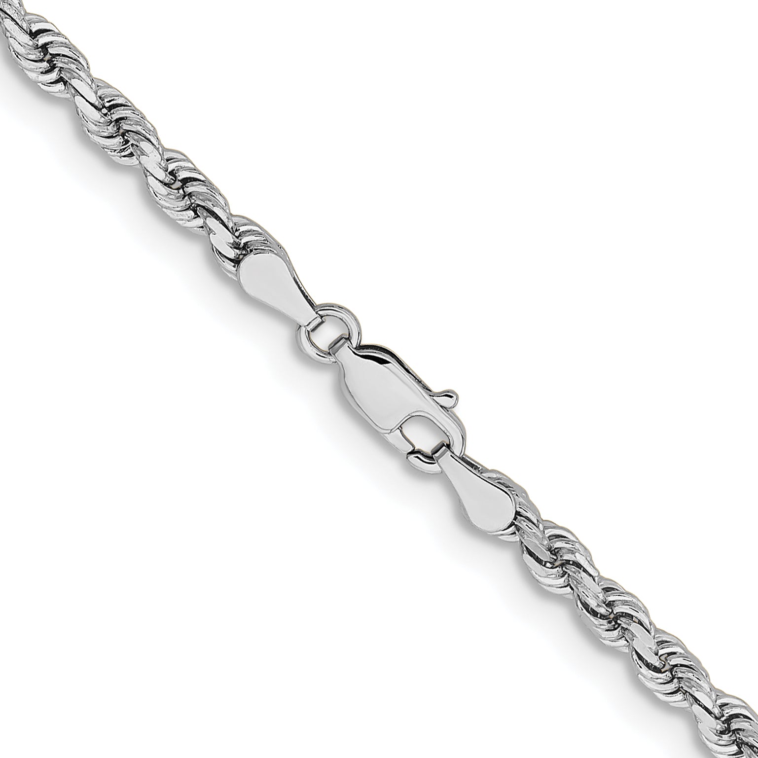 14K White Gold 30 inch 3.75mm Diamond-cut Rope with Lobster Clasp Chain