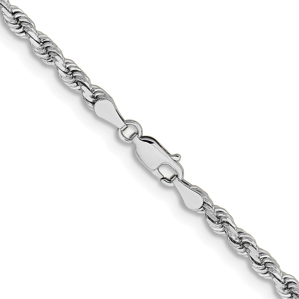 14K White Gold 30 inch 3.75mm Diamond-cut Rope with Lobster Clasp Chain