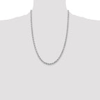 14K White Gold 24 inch 3.75mm Diamond-cut Rope with Lobster Clasp Chain