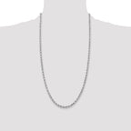 14K White Gold 28 inch 3.75mm Diamond-cut Rope with Lobster Clasp Chain