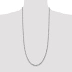 14K White Gold 30 inch 3.75mm Diamond-cut Rope with Lobster Clasp Chain