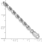 14K White Gold 9 inch 3.75mm Diamond-cut Rope with Lobster Clasp Chain
