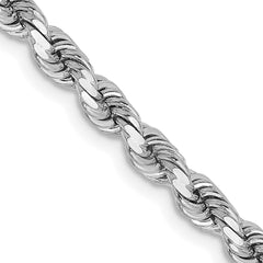 14K White Gold 30 inch 3.75mm Diamond-cut Rope with Lobster Clasp Chain