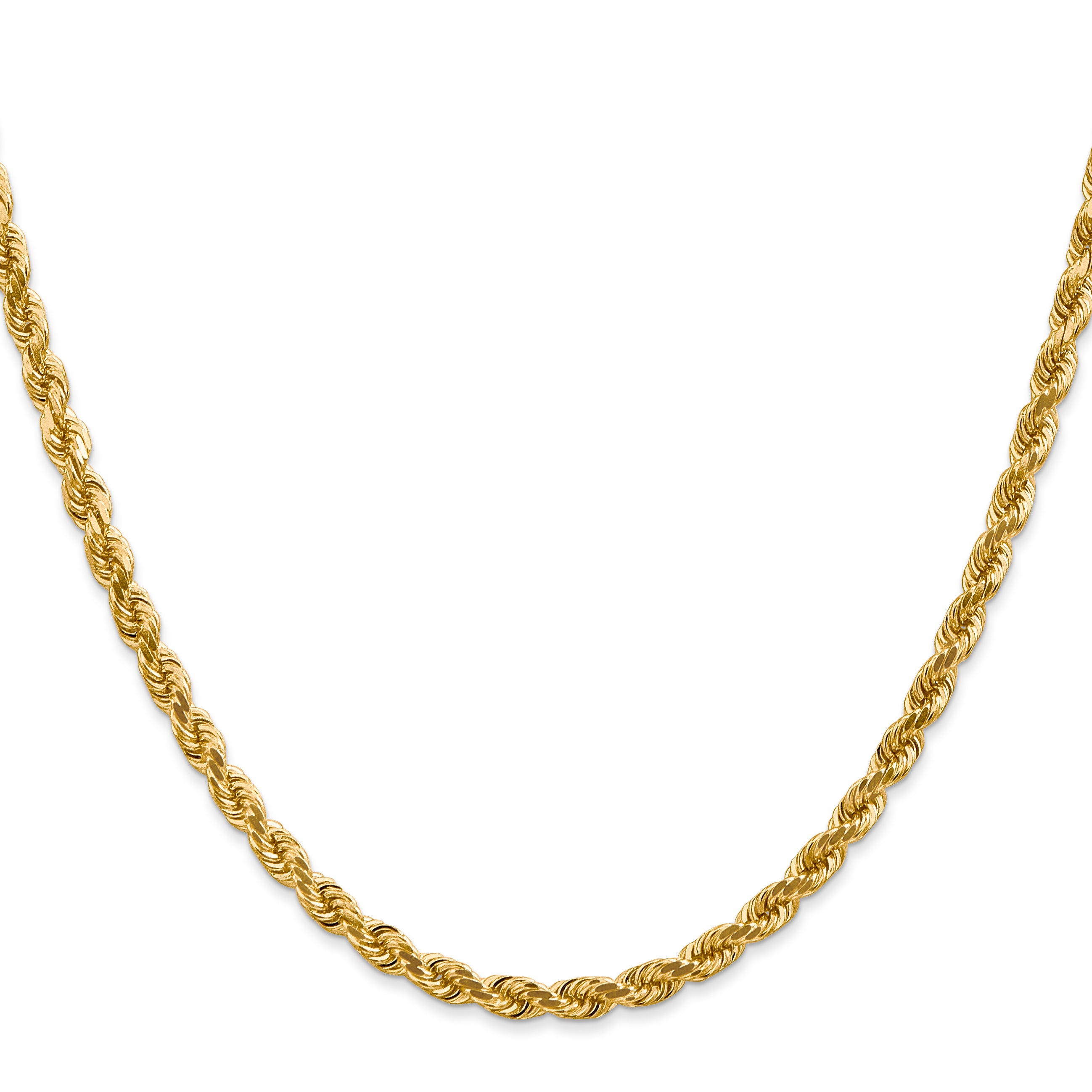 14K 30 inch 4mm Diamond-cut Rope with Lobster Clasp Chain