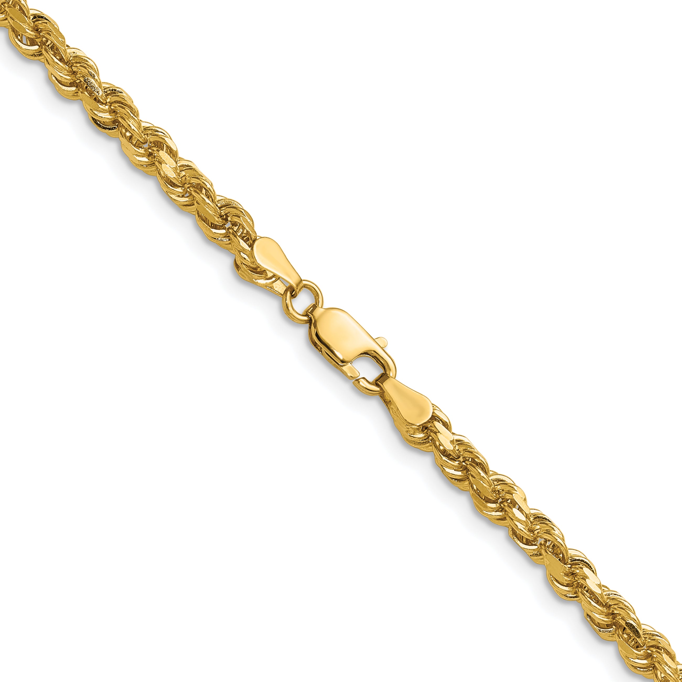 14K 30 inch 4mm Diamond-cut Rope with Lobster Clasp Chain