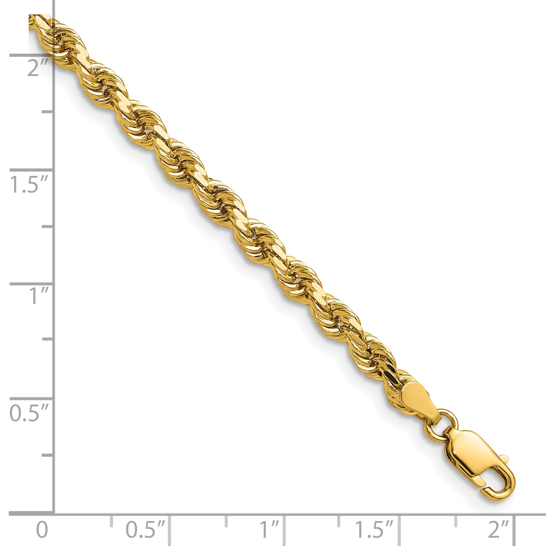 14K 30 inch 4mm Diamond-cut Rope with Lobster Clasp Chain