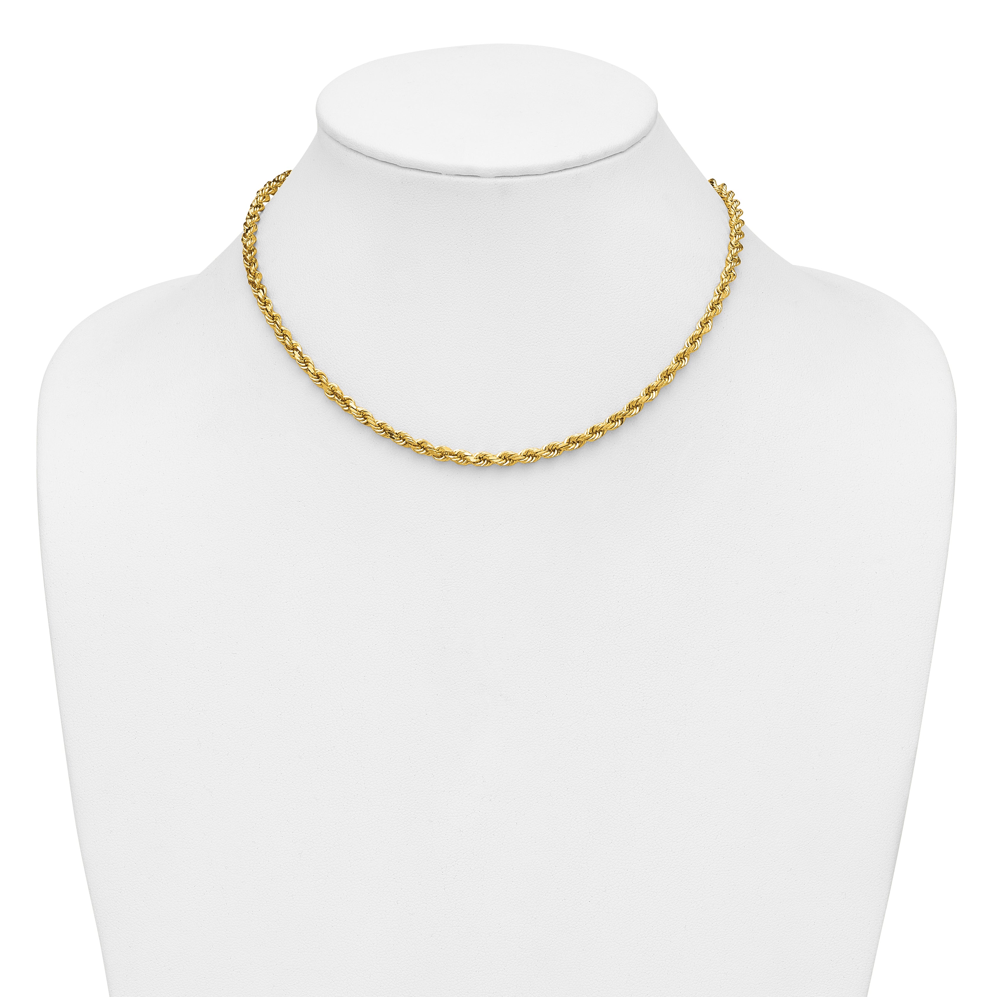 14K 16 inch 4mm Diamond-cut Rope with Lobster Clasp Chain