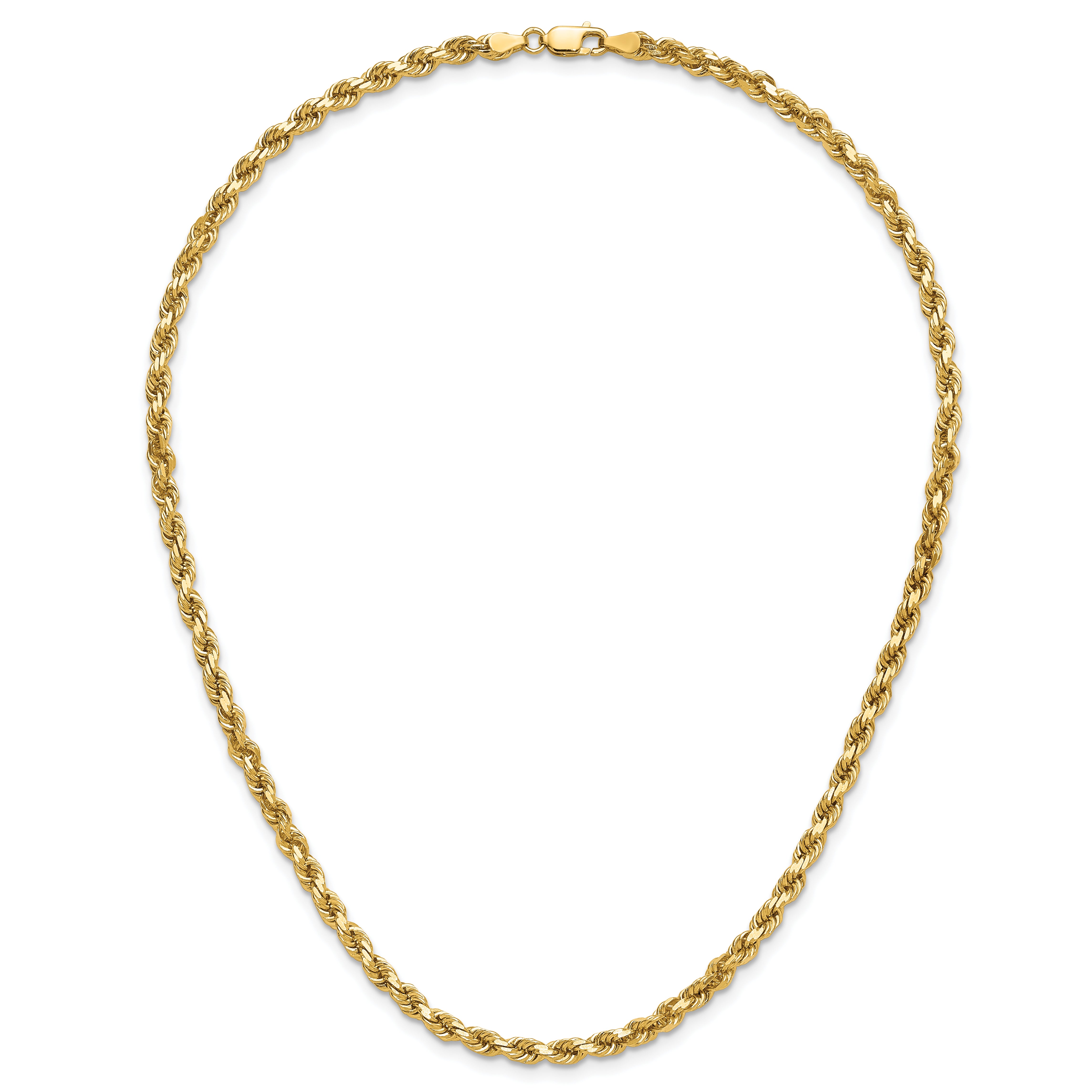 14K 16 inch 4mm Diamond-cut Rope with Lobster Clasp Chain