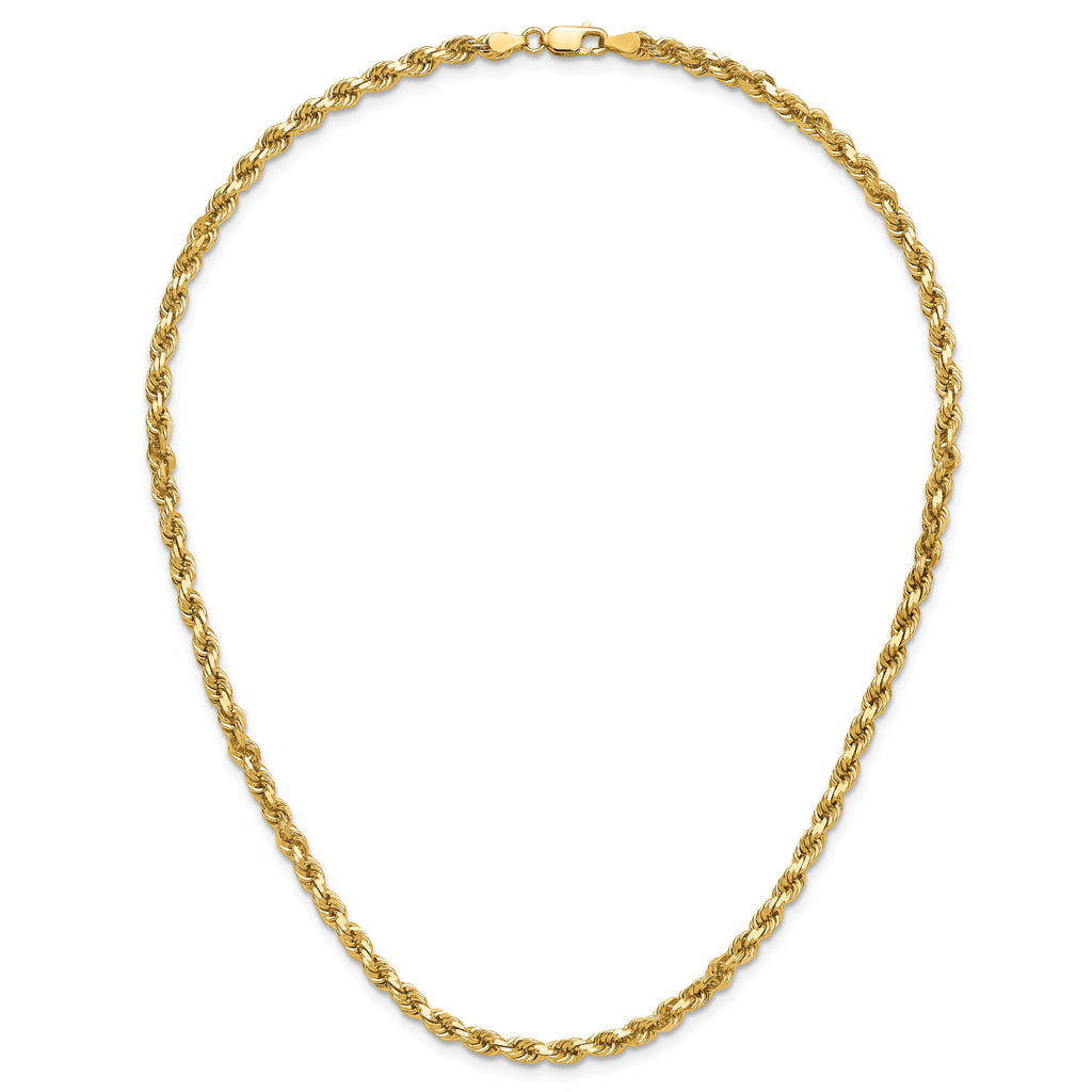 14K 16 inch 4mm Diamond-cut Rope with Lobster Clasp Chain