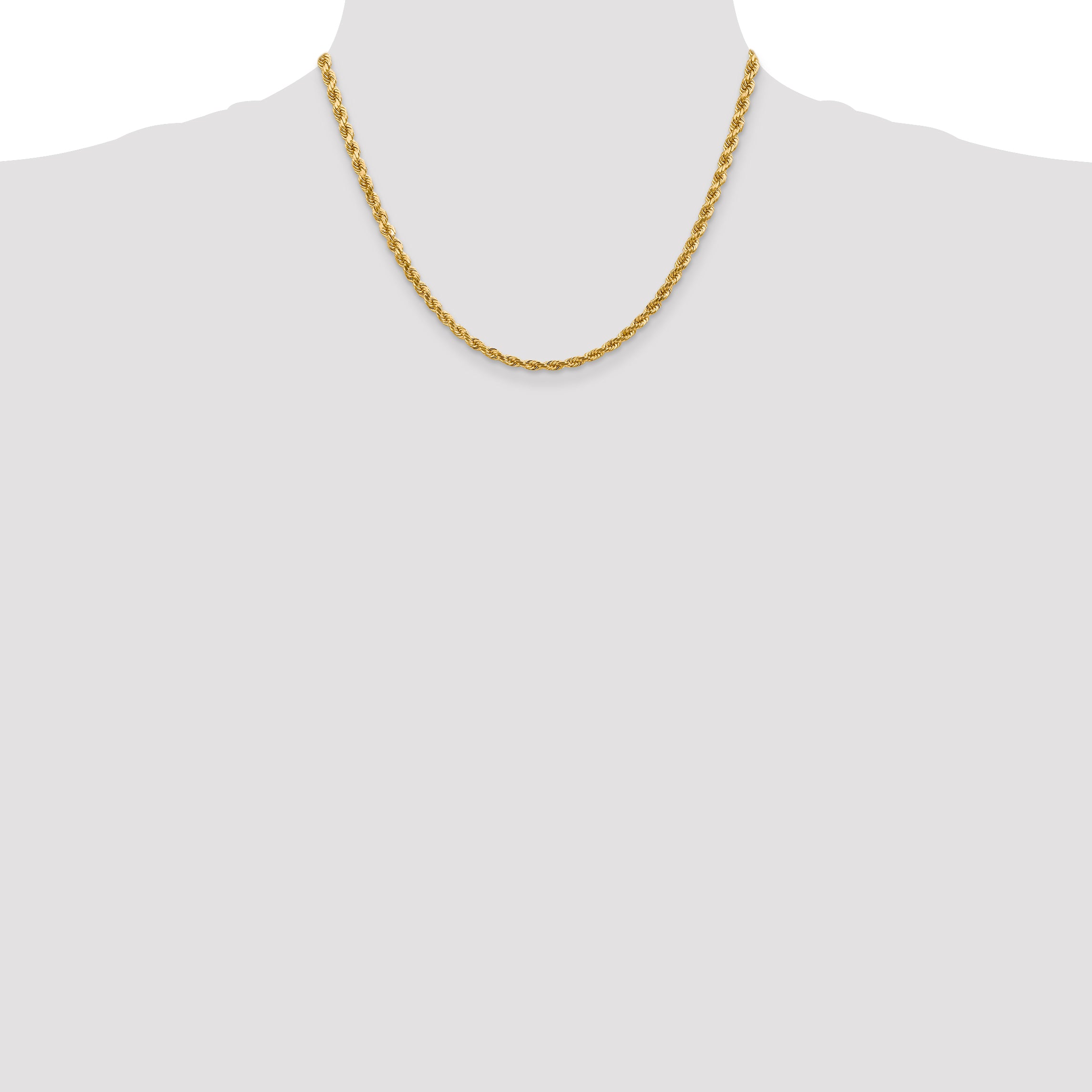 14K 18 inch 4mm Diamond-cut Rope with Lobster Clasp Chain