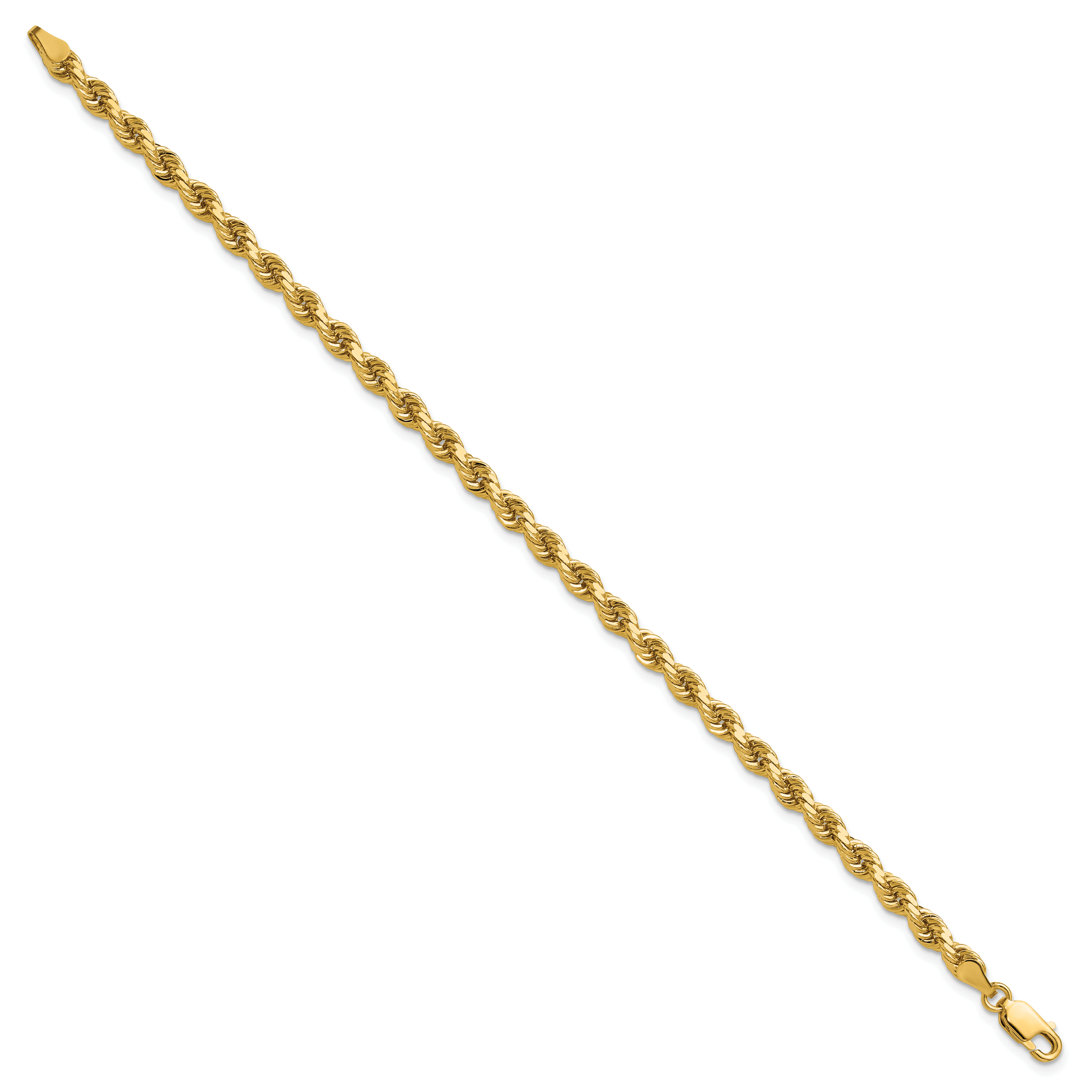 14K 8 inch 4mm Diamond-cut Rope with Lobster Clasp Chain