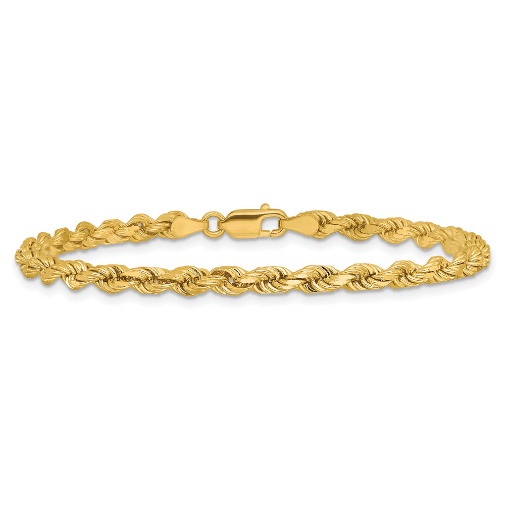 14K 8 inch 4mm Diamond-cut Rope with Lobster Clasp Chain