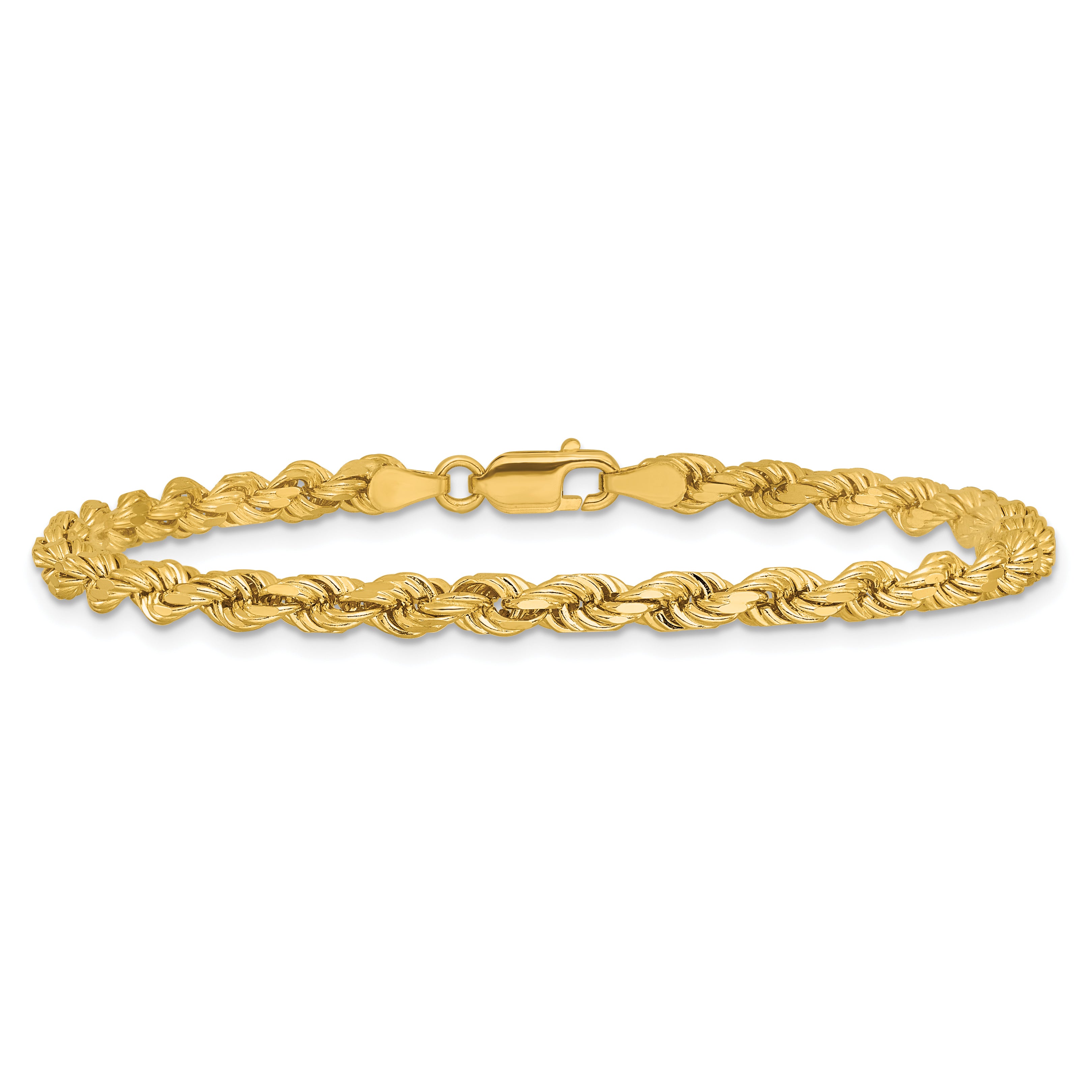 14K 8 inch 4mm Diamond-cut Rope with Lobster Clasp Chain