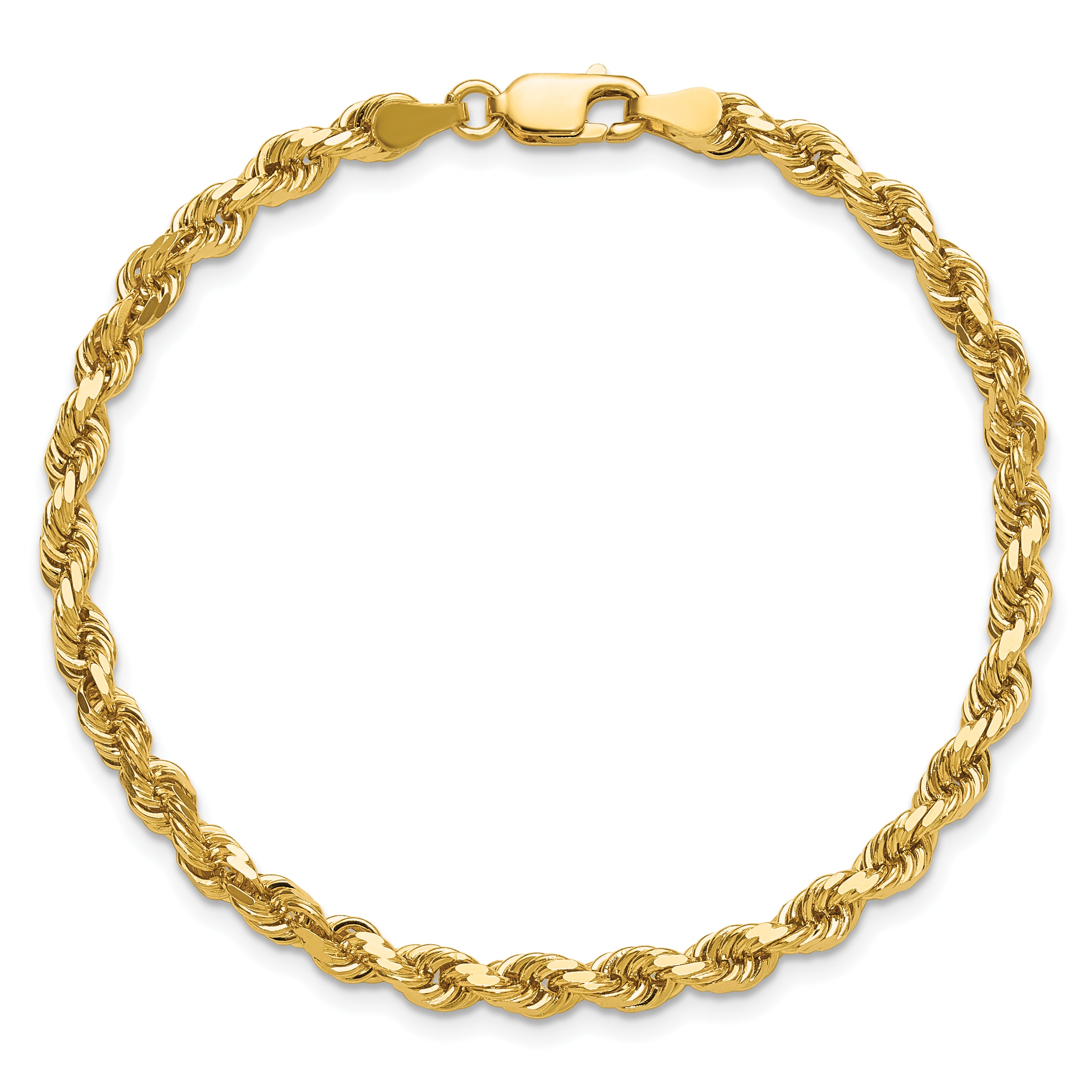 14K 9 inch 4mm Diamond-cut Rope with Lobster Clasp Chain