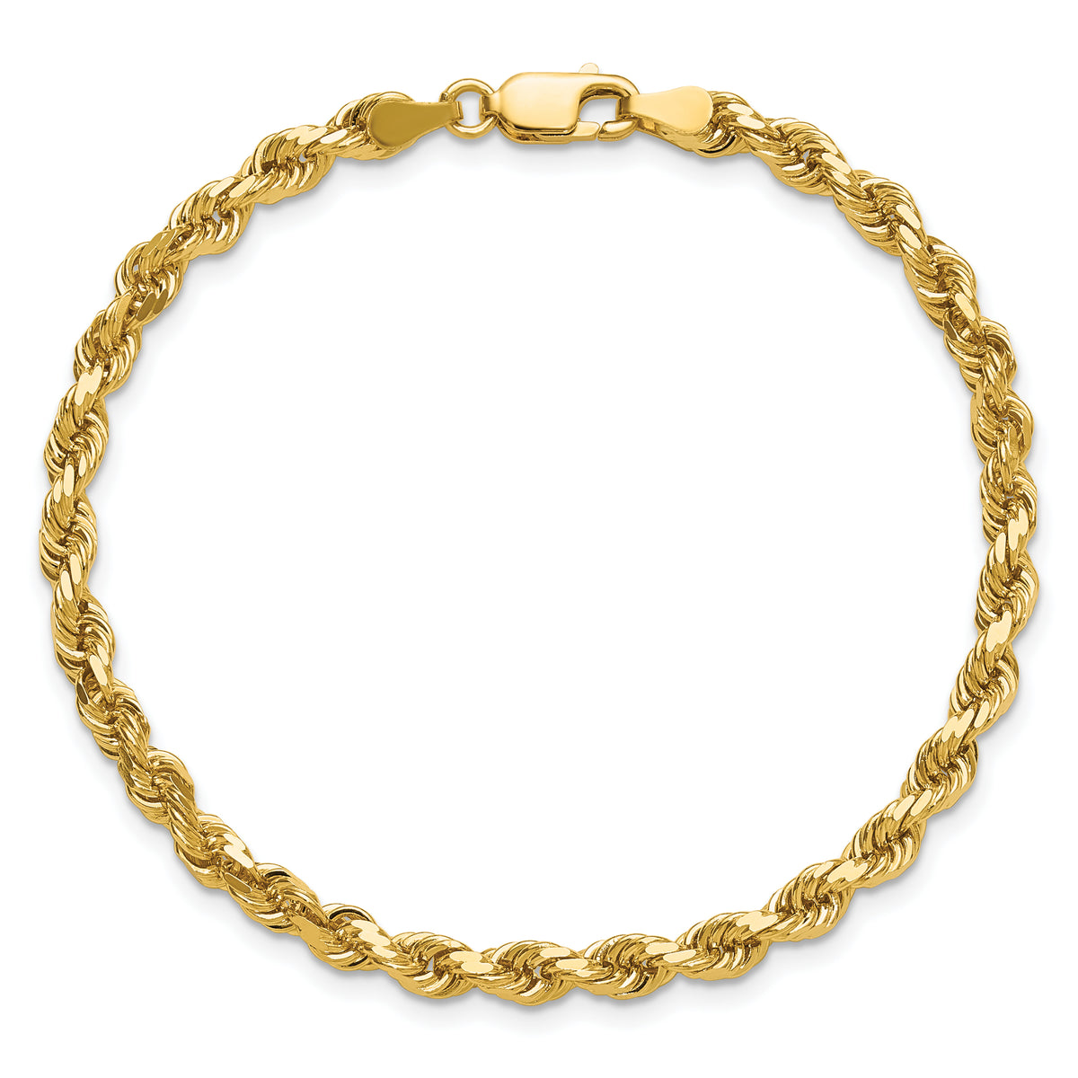 14K 9 inch 4mm Diamond-cut Rope with Lobster Clasp Chain