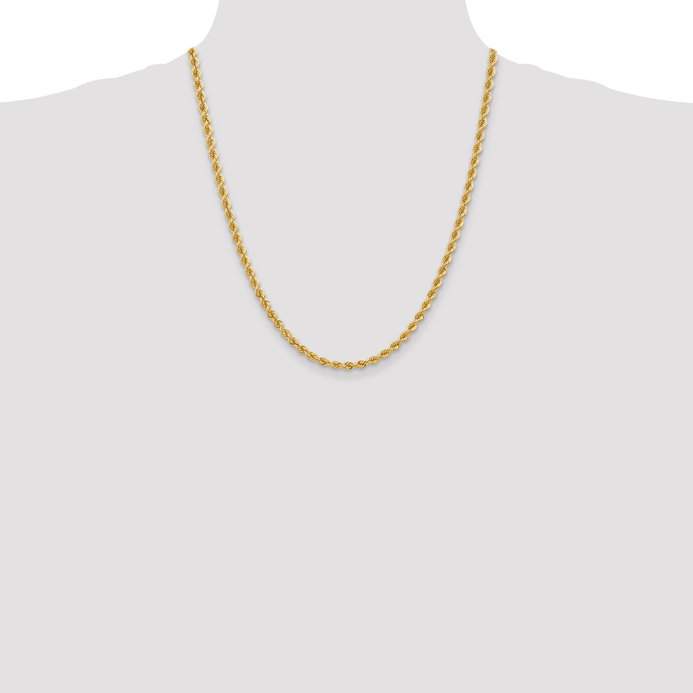 14K 22 inch 4mm Regular Rope with Lobster Clasp Chain