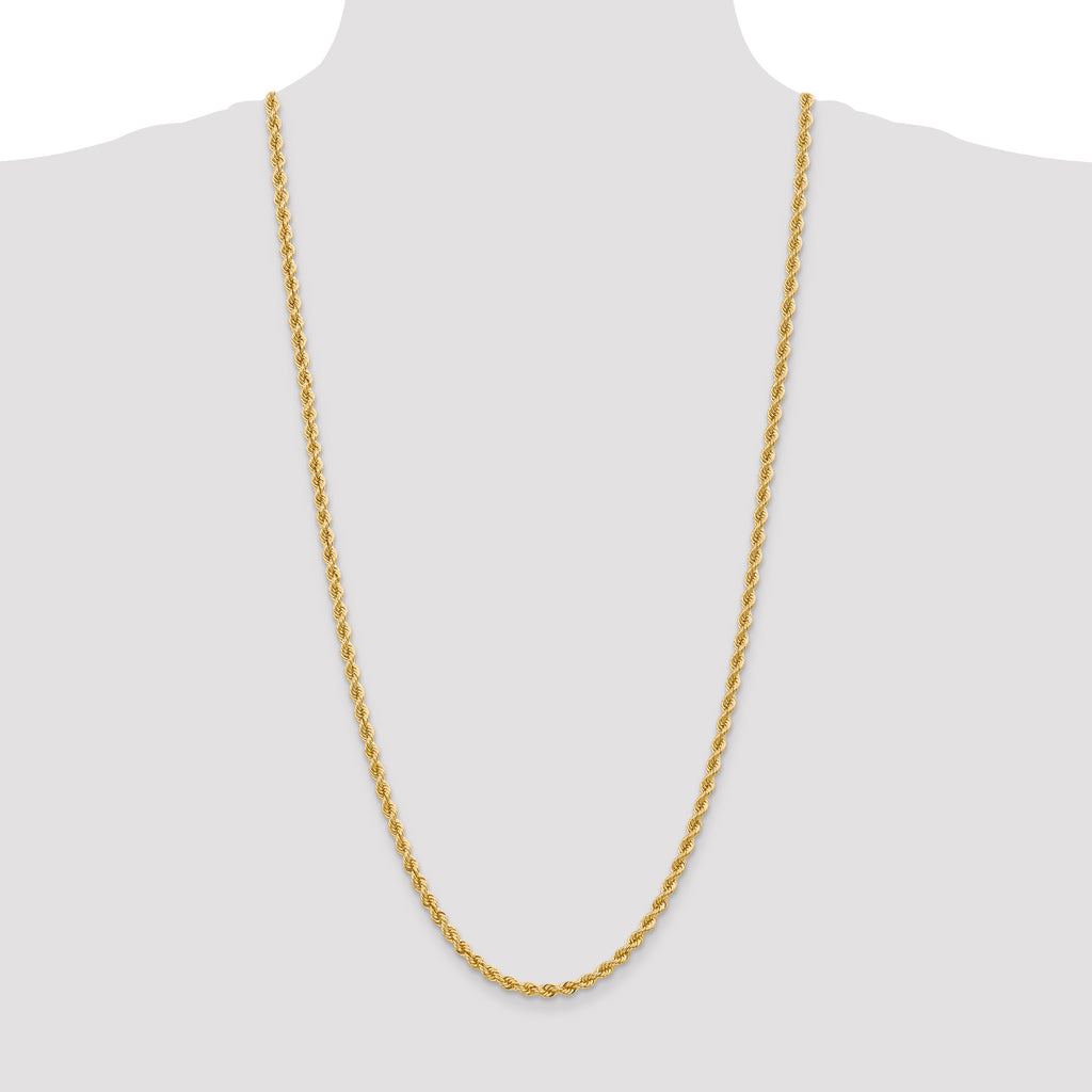 14K 30 inch 4mm Regular Rope with Lobster Clasp Chain