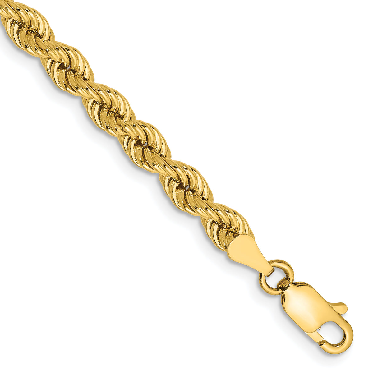 14K 9 inch 4mm Regular Rope with Lobster Clasp Chain