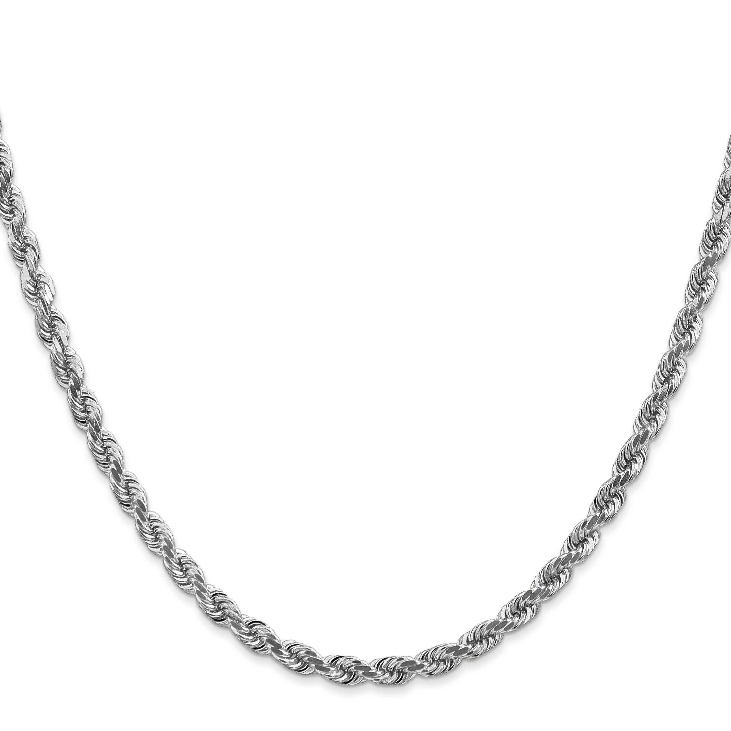 14K White Gold 18 inch 4mm Diamond-cut Rope with Lobster Clasp Chain Secondary image