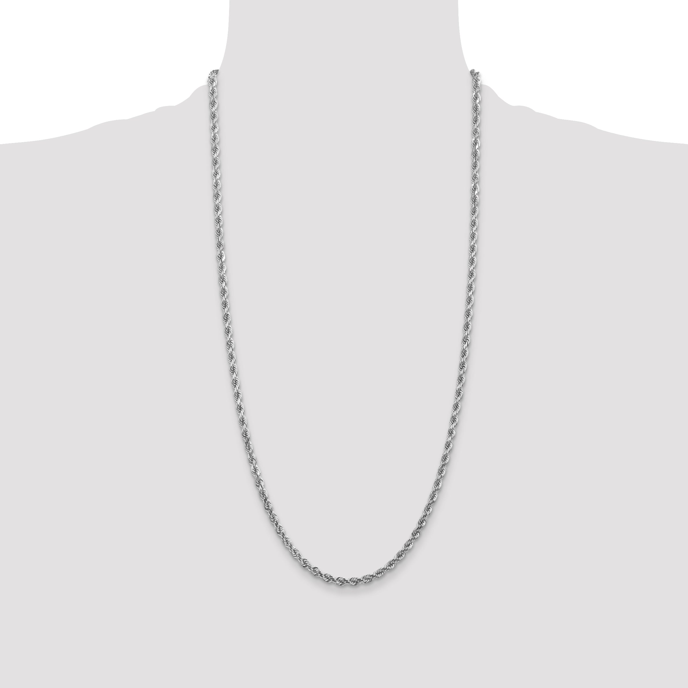 10K White Gold 4.0mm Rope Chain - view 4